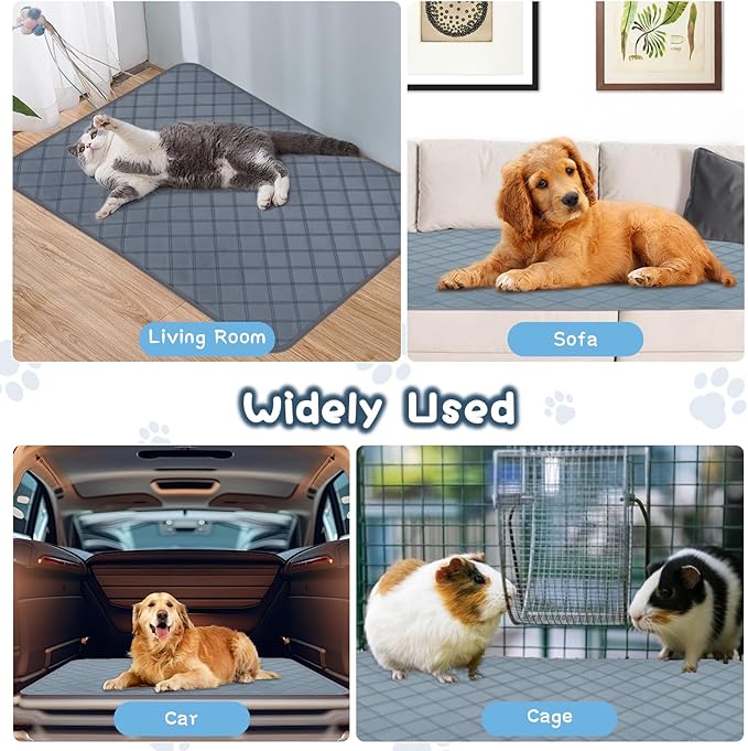 6 Packs Washable Guinea Pig Cage Liners, Waterproof Guinea Pig Pee Pads Reusable Absorbent Bedding Anti Slip Mats for Small Animals Bunny Rabbit Hamster (24 x 18in)