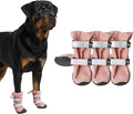 Spark Paws Dog Shoes, Waterproof Dog Boots for Medium to Large Dogs, Non Slip, Breathable Dog Booties and Paw Protectors - 4PCS Doggie Hiking Boots with Reflective Straps - Pink - Size 7