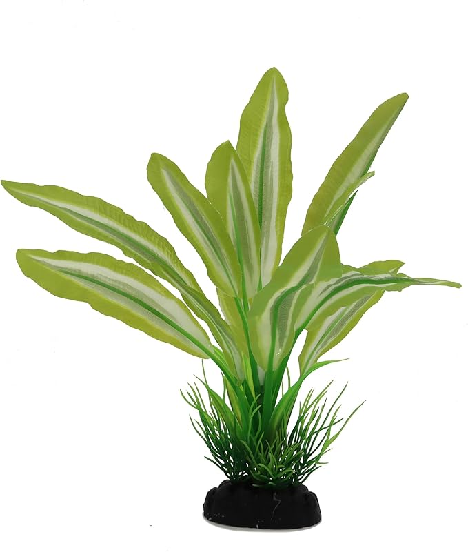Silk Aquarium Plants for Betta Fish Tank, 2 Pcs 8 Inch Small Silk Aquarium Plant Aquatic Water Grass Decoration，Green-Yellow