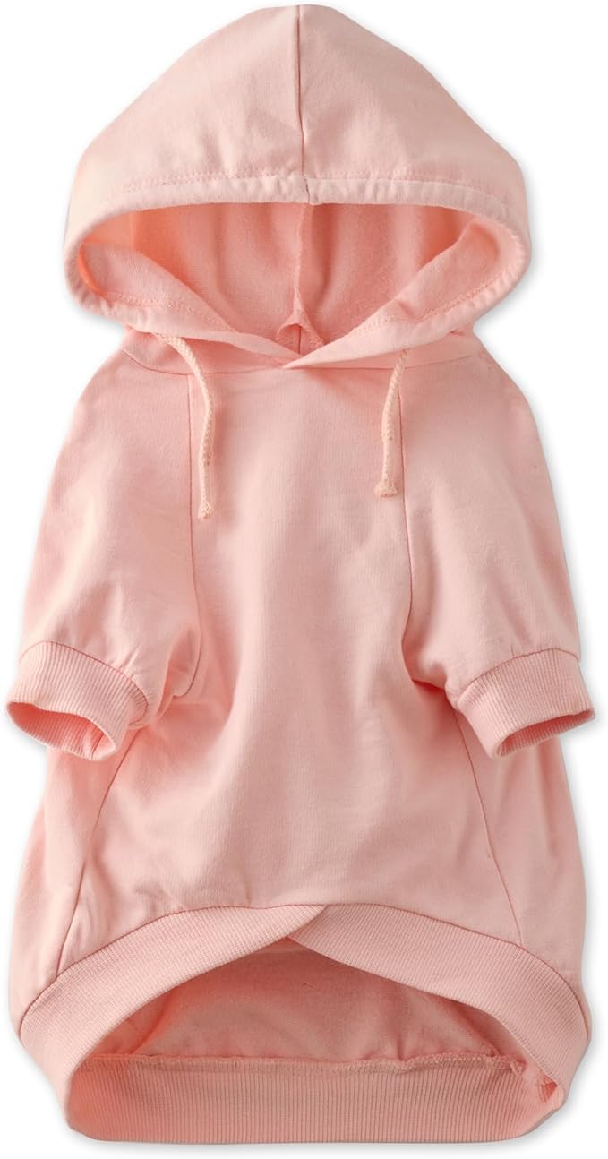 Rocky – The Orginal Lightweight Hooded TEE 100% Organic Cotton Dog Hoodie Pet Coat Sweater for Small, Medium, Large Dogs, Pink, Small