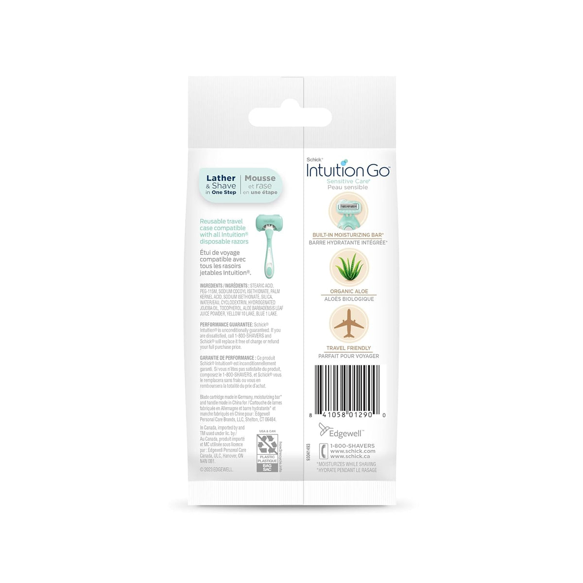 Schick Intuition Go Disposable Razor for Sensitive Skin, 1ct, Razors Sensitive Skin, Women’s Disposable Razors with Organic Aloe, Travel Razor