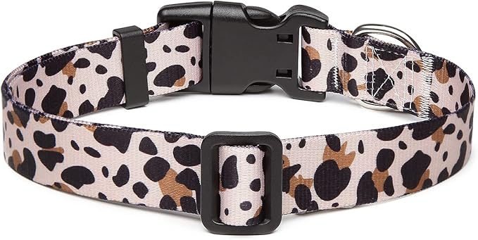 Mercano Adjustable Dog Collar - Special Design Patterns, Soft Nylon Comfortable Durable Pet Collar for Small Medium Large Dogs (M, Leopard)