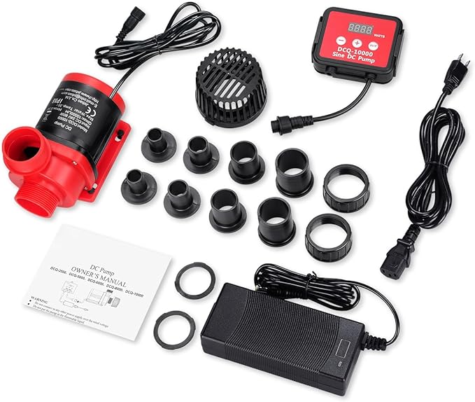 2640GPH 80W Aquarium DC Retrun Pump With LCD display Controller,DC24V 18FT Lift Controllable water pump for fresh and marine water fish tank,100 speeds ECO Quiet inline and submersible pump