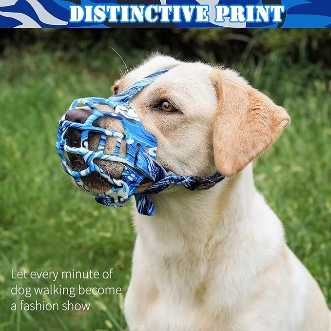 BARKLESS Dog Muzzle, Silicone Basket Muzzle for Small Medium Large Dogs, Soft Cage Mouth Cover Prevent Biting Chewing, Allow Drinking Panting, Suitable for German Shepherd