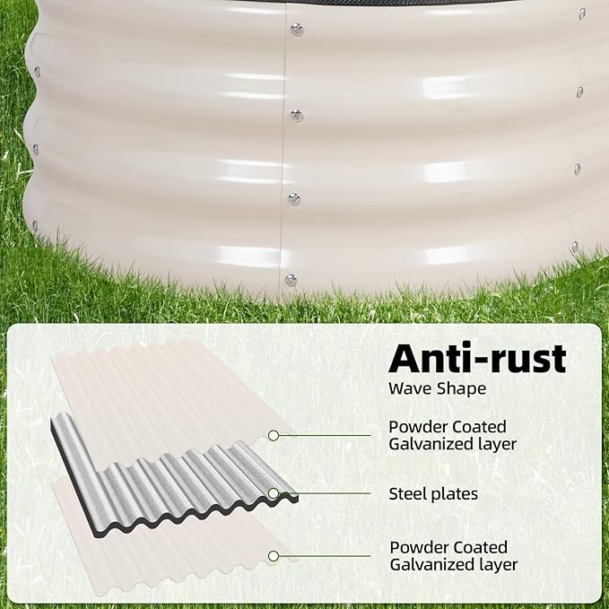 G GOOD GAIN Galvanized Metal Raised Garden Bed Kit - 4x2x1FT Outdoor Planter Box with Safety Edging and Gloves for Vegetables, Fruits, Flowers(White, 2PC)