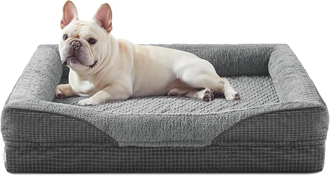 INVENHO Orthopedic Dog Bed Medium Size, Egg-Crate Memory Foam Dog Couch Bed with Washable Removable Cover, Waterproof Lining and Nonskid Bottom
