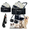4 Wheels Pet Stroller 4 in 1 Pet Stroller with Detachable Carrier for Small & Medium Dogs Cats up to 55 lbs Easy-Folding Travel Dog Wagon with Car Seat Breathable Mesh,White Cartoon