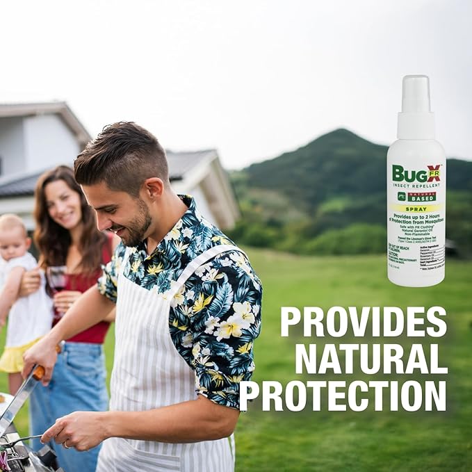 CoreTex Bug X FR DEET-Free Insect Repellent Spray - 4oz Bottle of Natural Geranium Oil to Protect Against Mosquitoes, Flies & Fleas - Travel Size Bug Repellent Spray Bottle