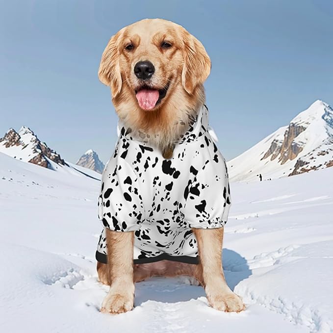 Dalmatian Hoodie, Cute Halloween Cosplay Winter Costume With Pocket, Dalmatians Print Clothes for Medium Large Dogs, Xx-Large