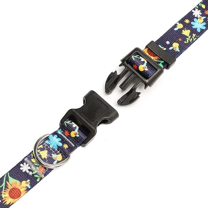 Mercano Adjustable Dog Collar - Special Design Patterns, Soft Nylon Comfortable Durable Pet Collar for Small Medium Large Dogs (M, Sunflower)