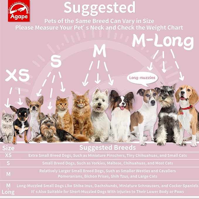 Agape Soft Cone for Cats & Small Dogs, Comfy Pet Cone to Stop Licking, Adjustable Cat E Collar Alternative After Surgery, Protective Elizabethan Collar for Pup & Kitty, Water Repellent Recovery Cone