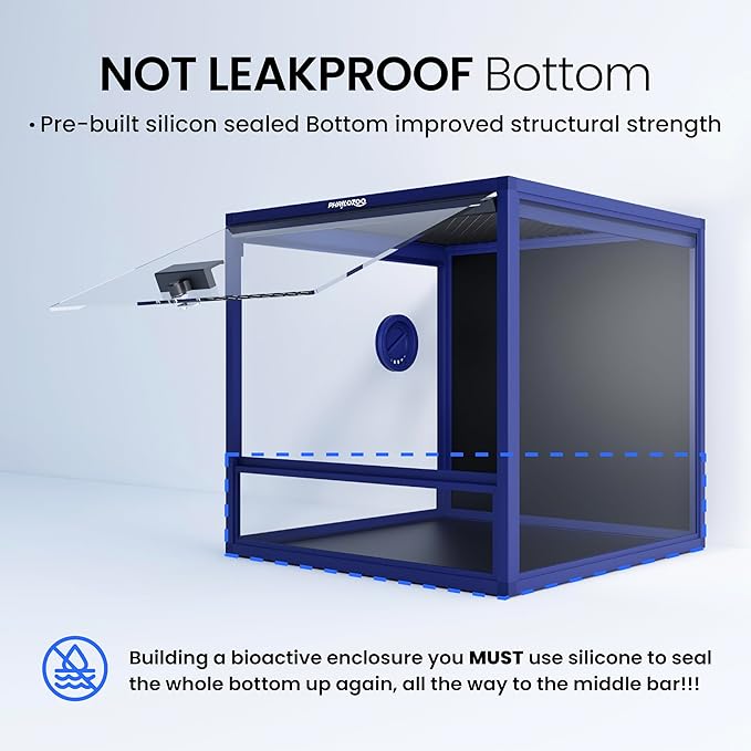 MagicCube 18'' x 18'' x 18'' Reptile Tank with Lock, 24 Gallon Reptile Terrarium with Flip-Up Tempered Glass Door, Top Screen Ventilation for Leopard Gecko - Bottom Not Leakproof