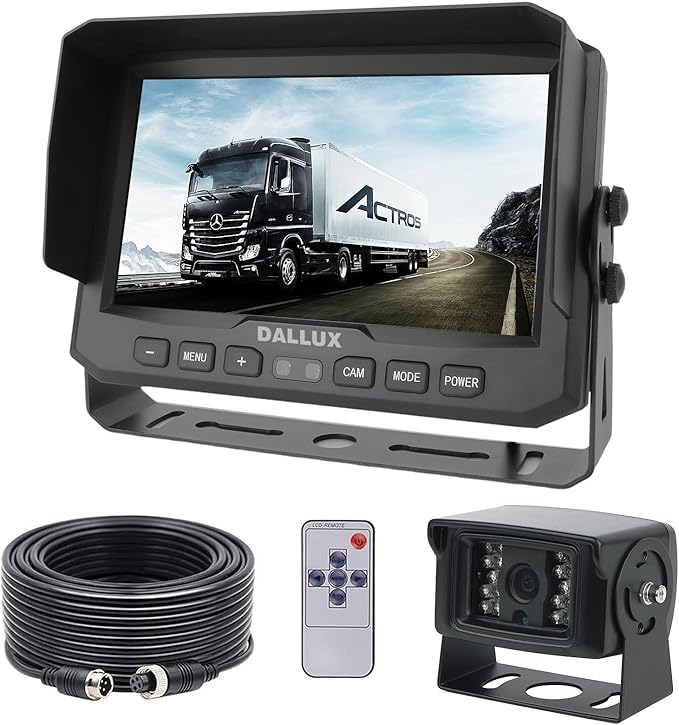 7" 1080P AHD Wired Reverse Rear View Backup Camera System, Waterproof Rearview Reverse Camera 130 Degree Wide Angle Night Vision 4 PIN Cam System for Tractor/Truck/Excavator/Caravan/Skid Steer/RV