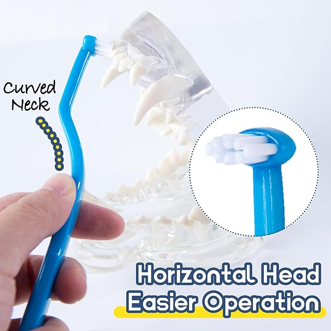 Small Dog Toothbrush, Cat & Puppy Tooth Brushing Kit, Mini Tuft Horizontal Head Teeth Brush for Kitten & Tiny Pet, Doggy Toothbrushes Deep Dental Cleaning, 3 PCS