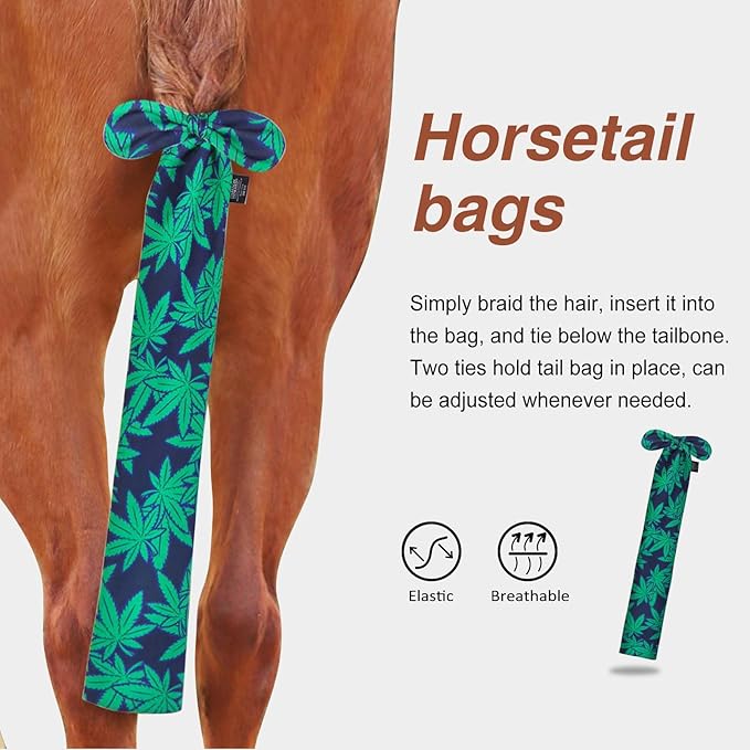 Harrison Howard Stretchy Tail Guard for Horses - Breathable, Slip-on Design, Protects Tail, 22" L Length, Easy Grooming - Live Leaf