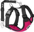 SlowTon Dog Seat Belt Harness for Car, Dog Car Harness Adjustable Mesh Breathable & Dog Seatbelt Safety Tether with Elastic Bungee for Small Medium Large Pets(Fuchsia, Double Clip, M)