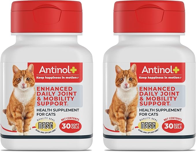 Plus, Mobility, Hip, and Joint Supplement for Cats, Green-Lipped Mussels and Krill Oil - Cat Joint Supplement, 60 Soft Gels
