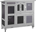 Aivituvin 47" Two Story Rabbit Hutch Bunny Cage with Wheels, Indoor Outdoor Guinea Pig Cage with 2 Deep No Leak Tray