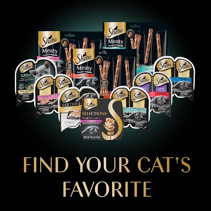 Sheba Selections Filets in Broth Adult Wet Cat Meal Complement Chicken & Tuna Recipe, 1.3 oz. Cups, 12 Count