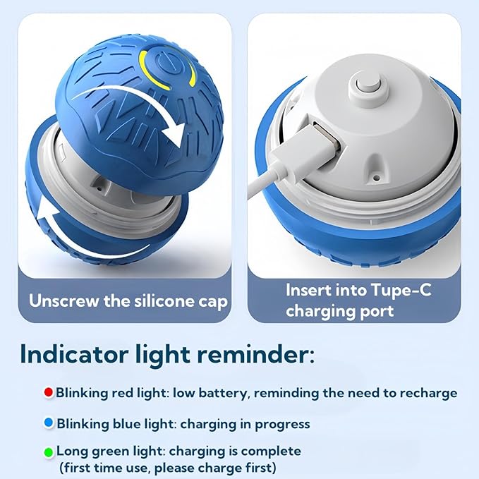2025 New Interactive Dog Toys Dog Balls,Durable Motion Activated Automatic Rolling Ball Toys for/Small/Medium Dogs（Blue