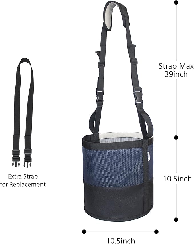 Heavy-Duty Horse Feed Bags - with Adjustable Strap, Comfort Neck & Nose Pads, and Double Waterproof Bottom Mesh (2-Pack) (Blue x2)