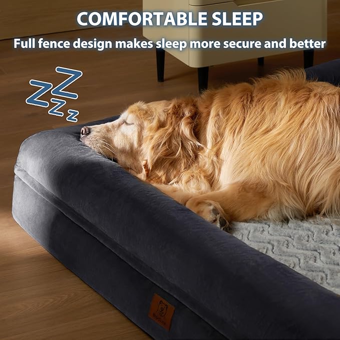 WNPETHOME XXL Extra Large Dog Bed, Washable Dog Couch with Removable Waterproof Cover, Orthopedic Large Pet Sofa Bed with Bolster Sides for Sleeping