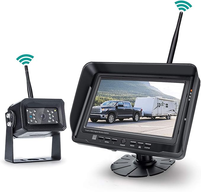 Digital Wireless Backup Camera System, No Interference, IP69k Waterproof Wireless Rear View Camera, 7’’ Display Wireless Reverse Monitor for RV/Truck/Trailer/Bus/Motorhome/5th Wheel/Pickup/Van
