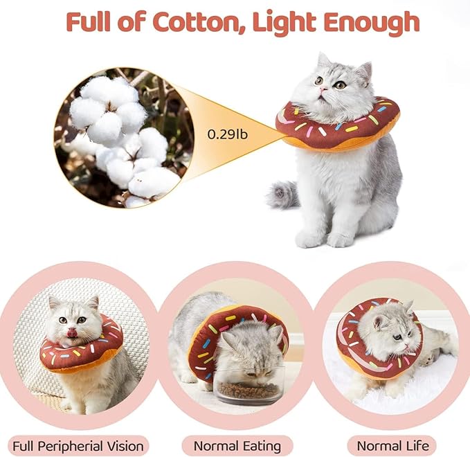 Amakunft Adjustable Cat Cone Collar Soft, Cat Recovery Collar, Cone for Cat After Surgery, Cat Neck Cone, Elizabethan Collar for Cat and Kitten (Donut S (Neck: 5"-10"))