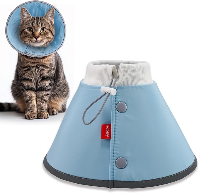 Agape Soft Cone for Cats & Small Dogs, Comfy Pet Cone to Stop Licking, Adjustable Cat E Collar Alternative After Surgery, Protective Elizabethan Collar for Pup & Kitty, Water Repellent Recovery Cone