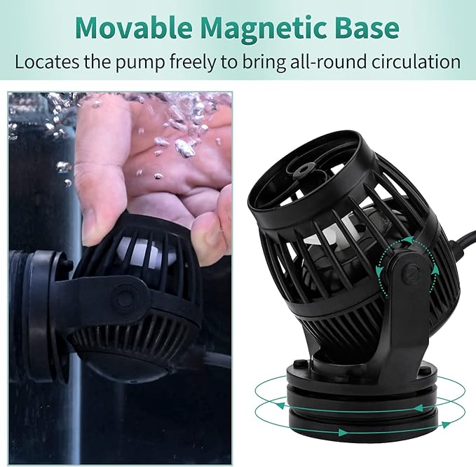 Uniclife Aquarium Wave Maker for 30-60 Gallon Fish Tanks 1058 GPH Adjustable Circulation Pump with Controller and Strong Magnetic Suction Base Submersible Power Head for Fresh and Salty Water