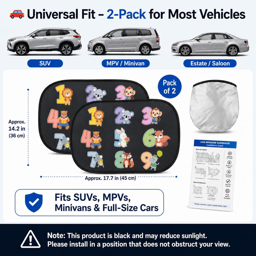 Car Window Shade for Baby -Glare Shield and UV Rays Protection for Your Child, 2-Pack-20 X 12" Window Shade (123)