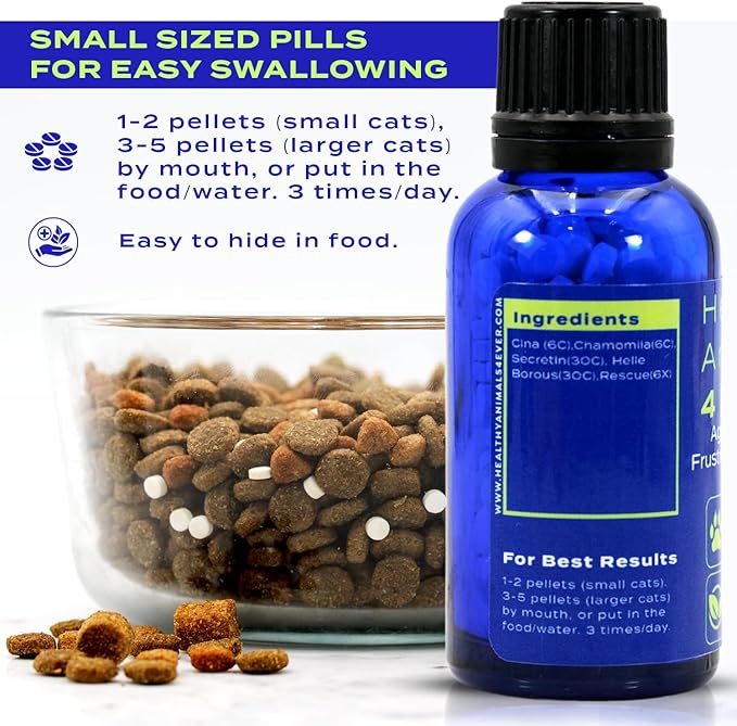 HealthyAnimals4Ever HA4E - Calming Tablets for Stressed and Aggressive Cats - Reduce Cat Aggression & Promote Relaxation - All-Natural, Homeopathic Remedy - 300 Tablets