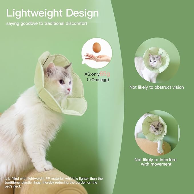 Touchdog Foldable Dog Cone Collar for Cats & Dogs - Adjustable Soft Recovery Collar with Waterproof PU Coating, Lightweight Design, 24.5cm/9.6in Wide Barrier (Green, L)