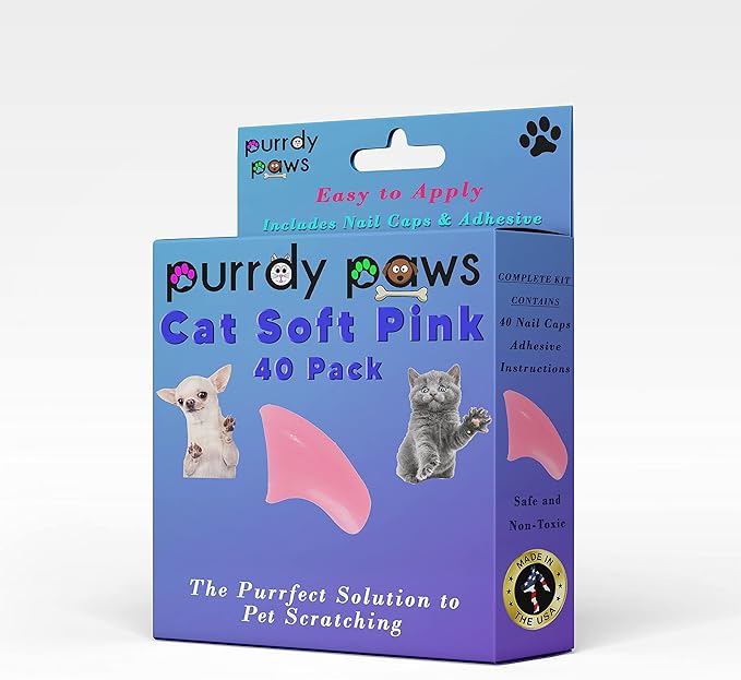 40 Pack Soft Nail Caps for Cat Claws Soft Pink Large