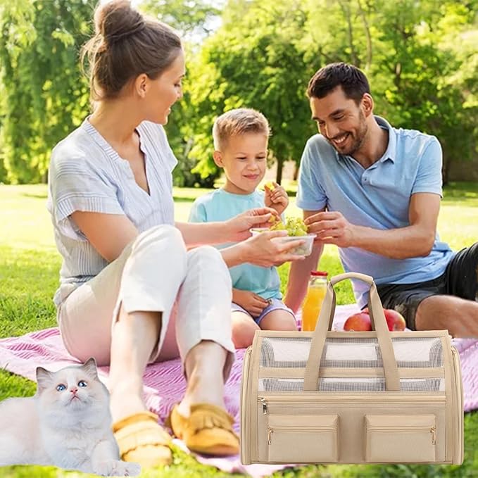 Cat Carrier Bag,Soft Sided Ventilated Pet Carrier for Small Dog Airline Approved Travel Puppy Carrier with Breathable Mesh, Foldable Portable for Outdoor Car