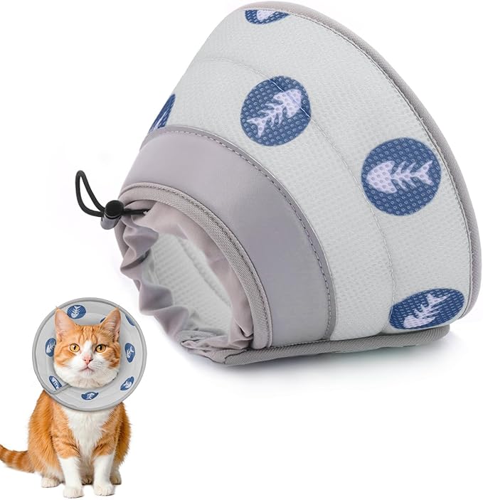 Cat Cone Collar Soft to Stop Licking After Surgery Cat Recovery Collar for Small Large Cats Adjustable Elizabethan Collar