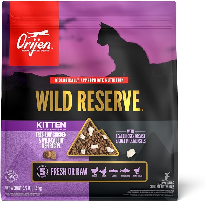 ORIJEN Wild Reserve Dry Cat Food Free-Run Chicken & Wild-Caught Fish Kitten Recipe 3.5lb Bag