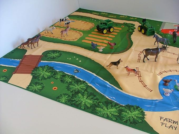Farm Play Mat for Farm Toys | Foldable Solution |Large Size 57” x 57” | Farm Animals | Tractor Play| Activity Mat | by Play Mat Factory