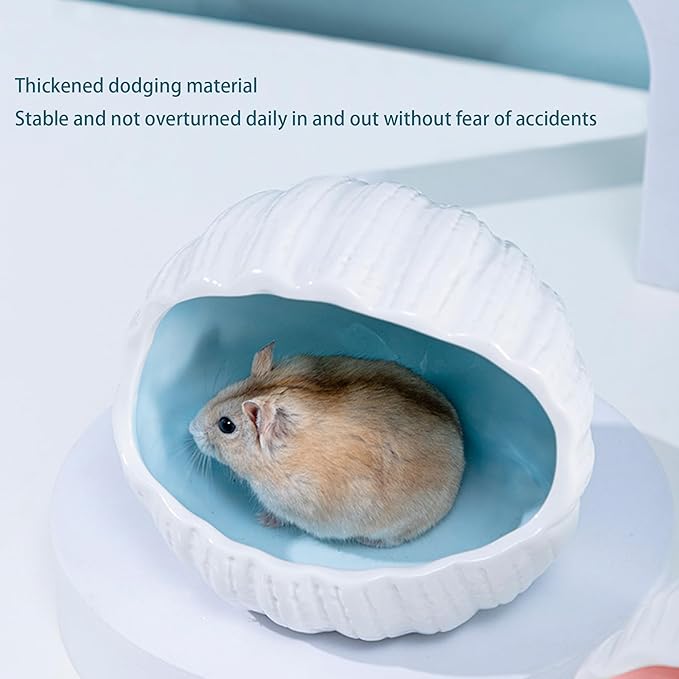Ceramic Hamster Hideout Guinea Pigs House Guinea Pig Accessories Sand Bathes for Small Pets Hamster Accessories for Cages for Guinea Pigs Chinchillas Gerbils Hedgehogs (Blue)