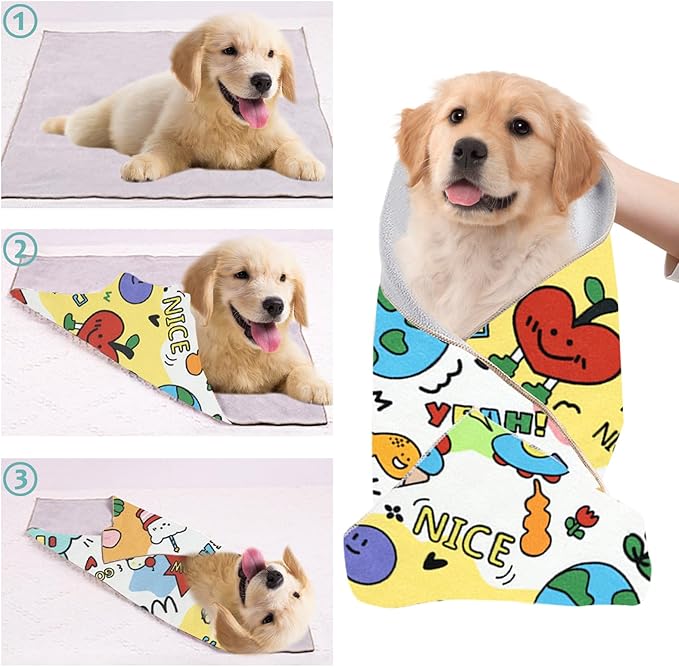 Cat Grooming Wrap for Cutting Nails with Cat Nail Clipper, Self-Adherent Wrap for Ear Cleaning, Anti-Runaway/Scratch, Cat Swaddle Wrap for Calming, Yellow