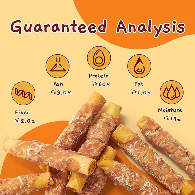 Jungle Calling Dog Treats Smoked Chicken Wrapped Rawhide Rolls, High Protein Dog Chews, Rawhide Chews for Medium and Large Dogs, 10.6 Oz