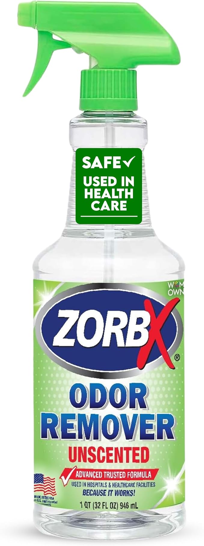 ZORBX Unscented Odor Remover Spray 32 oz - Perfect Solution for Strong Odor - Advanced Trusted Formula & Fast-Acting Odor Eliminator for Dog, Cat, Puppy