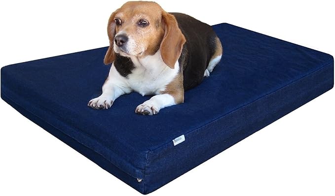 Dogbed4less Premium Gel Memory Foam Dog Bed, Durable Denim Cover with Waterproof Liner and Extra Pet Bed Case, 35"X20"X4" Small to Medium Pet