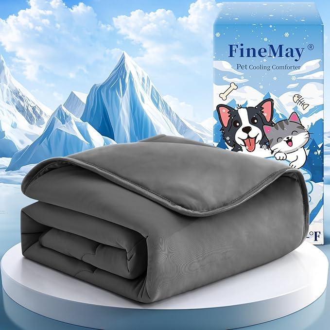 Cooling Blanket for Dogs, Lightweight & Durable Dog Cooling Mat, Q-MAX>0.45 Soft Breathable Pets Comforter for Couch, Bed & Car Essential - Dark Grey 30x40 Inches
