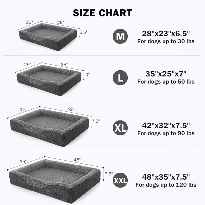 INVENHO Orthopedic Extra Large Dog Bed, XXL Waterproof Egg-Crate Memory Foam Dog Couch Bed with Washable Removable Cover, Waterproof Lining and Nonskid Bottom