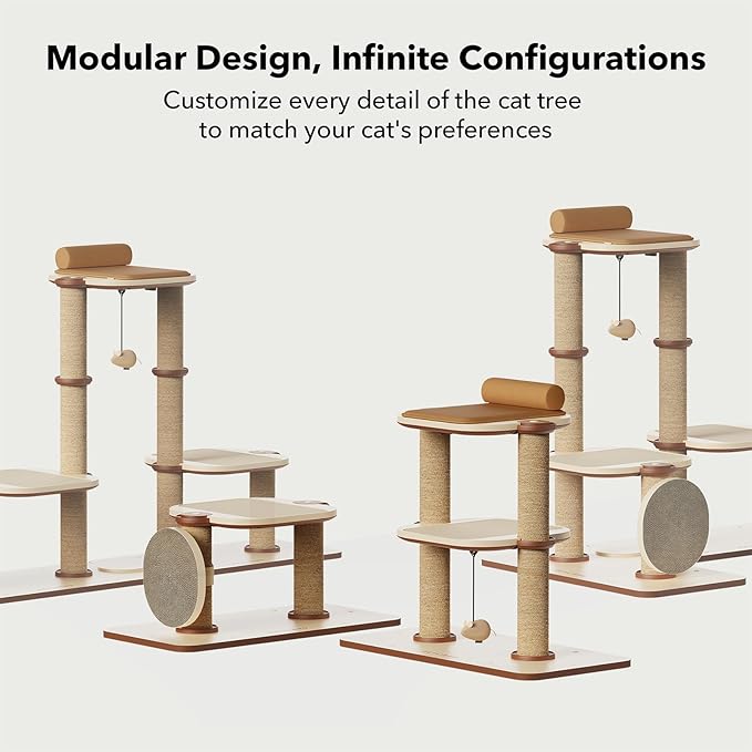 PETLIBRO Infinity Cat Tree Tower for Indoor Cats, Modular Design with Cat Bed, Toy, Felt Pads, Sisal Scratching Posts, 2-Second Setup, Sturdy Multi-Level Activity Center Cat Condo for Any Room