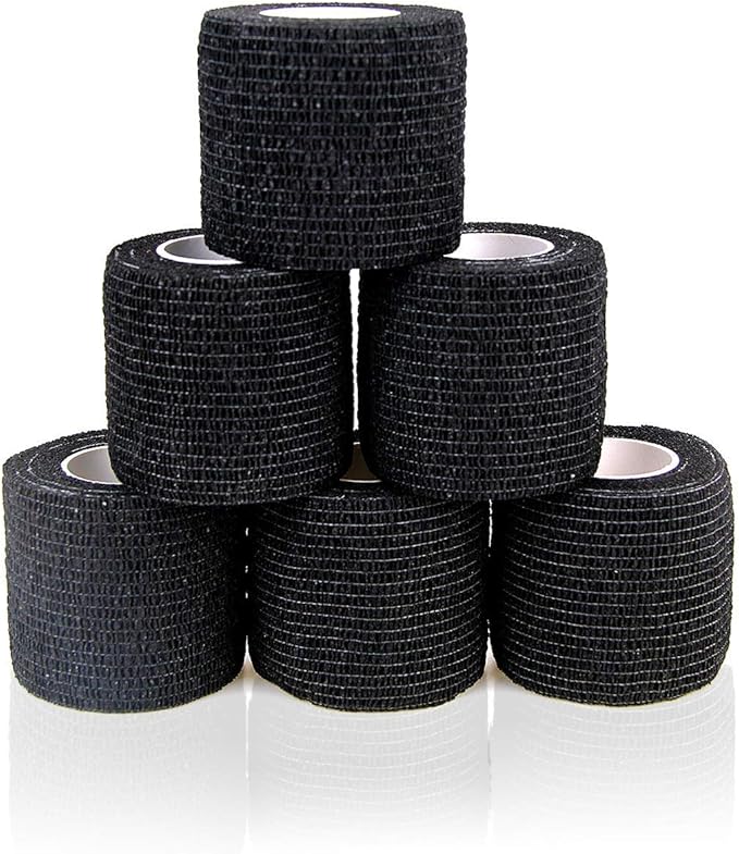 AUPCON Vet Wrap Cohesive Bandages Bulk Self Adhesive Bandage Wrap Self Adherent Wrap Non-Woven for Dogs Pet Animals & Ankle Sprains & Swelling 2 Inch x 5 Yards (2 Inch Black)