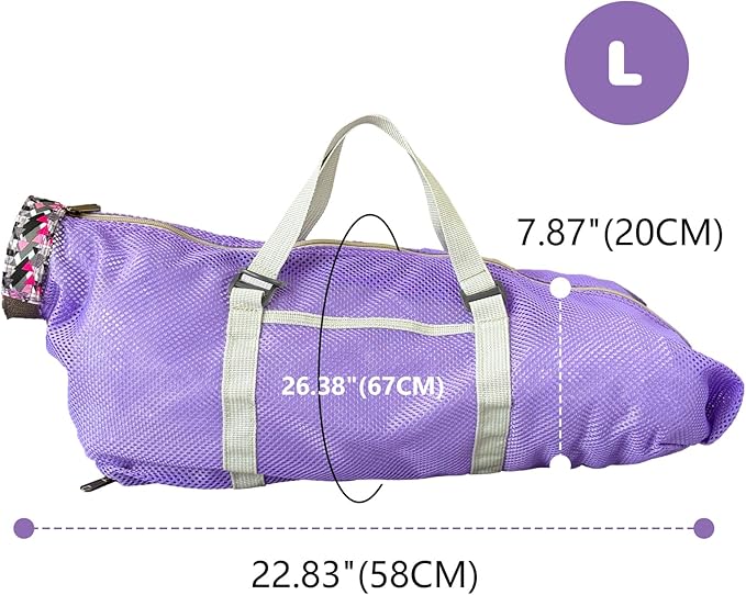 Cinf Cat Bathing Bag(Free Muzzle) Breathable Mesh Anti Scratch Adjustable Cat Grooming Bag for Nail Trimming, Bathing Soft Cat Washing Bag(Taro) L