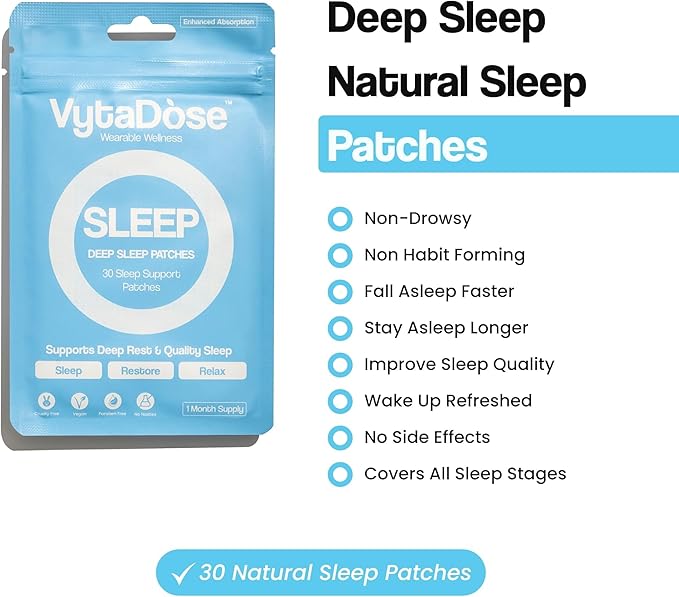 Natural DEEP Sleep Patches for Adults | 5X Extra Strength Sleep Patch: 8-Hour Time-Release Formula | Sleepy Stickers with Ashwagandha, Magnesium, Passionflower, Valerian Root, Lemon Balm & Chamomile