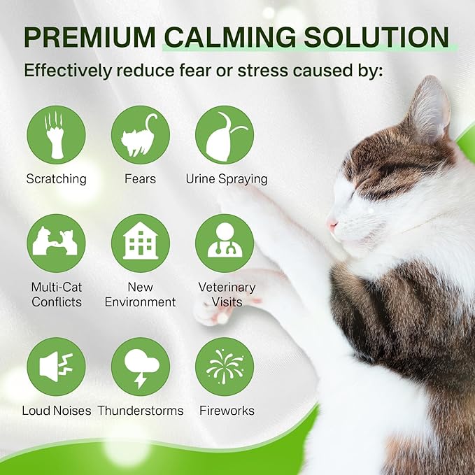 Cat Calming Diffuser with Three Timing Functions, 6-in-1 Cat Pheromones Calming Diffuser Kit, 120-Day Anxiety Relief, Stress Reduction & Relaxation for All Cats (2 Diffusers + 4 Refills)